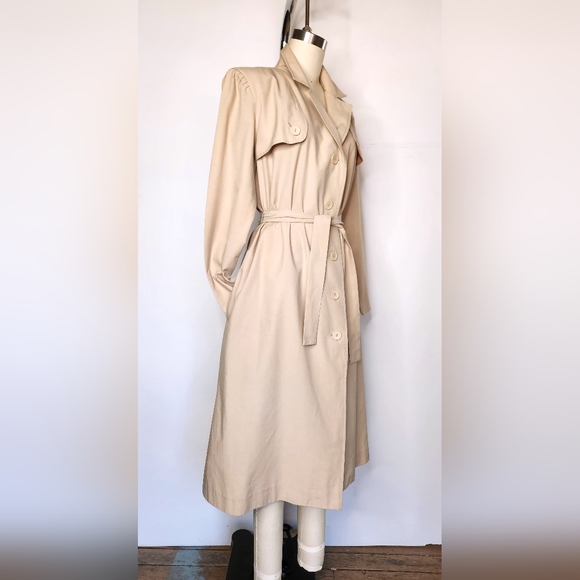 Vintage Trench Coat 70s by Julie Miller of California - Spy Coat - Beige XS S M - Picture 6 of 13